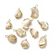 Natural Trochus Shell Pendants, Nuggets Charms, with Light Gold Tone Brass Findings, PapayaWhip, 14.5~20.5x9.5~13x8~12mm, Hole: 1.8mm