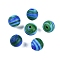 Opaque Handmade Lampwork Beads, Stripe, Round, Dodger Blue, 12mm, Hole: 1.6mm