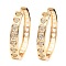Brass Micro Pave Cubic Zirconia Hoop Earrings, Heart, Light Gold, 33.5x5mm