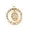 Brass Micro Pave Cubic Zirconia Pendants, Cadmium Free & Nickel Free & Lead Free, Real 18K Gold Plated, Ring Charms, Hamsa Hand, 21x18x3mm, Hole: 1.5mm