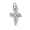 Brass Micro Pave Cubic Zirconia Charms, Cadmium Free & Lead Free, with Jump Rings, Religion Cross Charms, Platinum, 14.5x8x2mm, Hole: 2.7mm