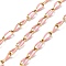 Ion Plating(IP) 304 Stainless Steel Enamel Twisted Oval Link Chains, with Spool, Soldered, Real 18K Gold Plated, Oval, Pink, 9x4x1mm, about 16.40 Feet(5m)/Roll