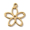 304 Stainless Steel Charms, Laser Cut, Hollow Sakura Charm, Real 18K Gold Plated, 13x12x1mm, Hole: 1mm