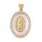 Brass Micro Pave Cubic Zirconia Pendants, Cadmium Free & Lead Free, with Shell Charms, Virgin Mary, Real 18K Gold Plated, Oval, 27.5x19x3mm, Hole: 3.5x4mm