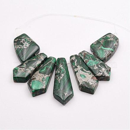 Собранная серебряная линия и малахитовые шарики G-P297-N01-1