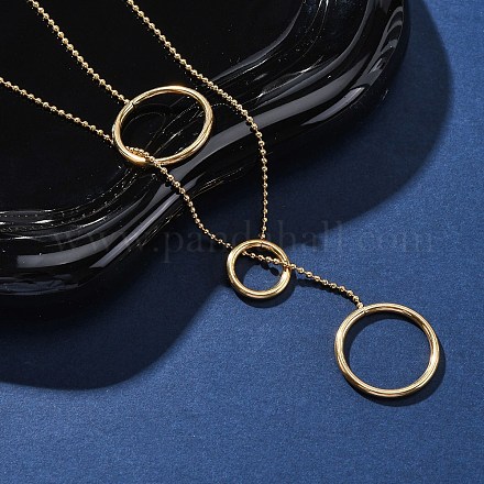 Ожерелья-лариаты из нержавеющей стали 304 с тройным кольцом NJEW-R026-16G-1