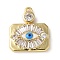 Rack Plating Brass Micro Pave Cubic Zirconia Enamel Pendants, Evil Eye Charms, Real 18K Gold Plated, 16.5x13.5x2.5mm, Hole: 1.2mm