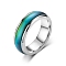 Non-Tarnish Mood Ring, Temperature Change Color Emotion Feeling Stainless Steel Plain Ring for Women, Stainless Steel Color, US Size 12(21.4mm)