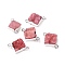 Natural Druzy Quartz Links connectors, with Brass Findings, Square, Silver, Red, 16~18x13~14x6~8mm, Hole: 2mm