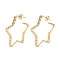 Brass Half Hoop Earrings, Stud Earrings, with Ear Nuts, Star, Real 18K Gold Plated, 32x32x2.5mm, Pin: 0.8mm
