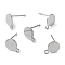 Non-Tarnish 304 Stainless Steel Ear Stud Components, with Loop and Flat Plate, Flat Round, Stainless Steel Color, 11.7x7mm, Hole: 1.2mm, Pin: 0.7mm