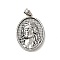Tibetan Style 304 Stainless Steel Pendants, Religion, Oval with Man Pattern Charms, Antique Silver, 35.5x26x6mm, Hole: 5x7mm
