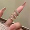 Alloy & Rhinestone Cuff Finger Rings Sets, Heart, Light Rose, Inner Diameter: 15~20mm