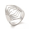 Non-Tarnish 201 Stainless Steel Wide Eye Adjustable Ring for Women, Stainless Steel Color, US Size 6(16.5mm)