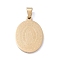 PVD Vacuum Plating 304 Stainless Steel Pendants, Oval with Virgin Mary, Golden, 33.5x22x2mm, Hole: 9x4.3mm