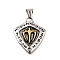 304 Stainless Steel Pendants, Shield with Three Forks Charm, Antique Silver & Golden, 36.5x31.5x3mm, Hole: 9x4.5mm