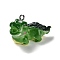 Sea Animal ThemeTraslucent Resin Pendants, Crocodile Charms with Platinum Tone Iron Loops, Green, 18x13.5x29mm, Hole: 2mm