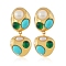 Alloy Dangle Stud Earrings, Synthetic Turquoise, Golden, Nuggets, 38x17mm