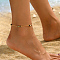 Brass & Acrylic Round Beaded Anklets for Women Daily Casual Holiday Accessories, Black, Golden, 8-5/8 inch(220mm)