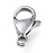 Tarnish Resistant 316 Surgical Stainless Steel Lobster Claw Clasps, Manual Polishing, Stainless Steel Color, 11x7x3.3mm, Hole: 1.4mm