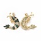 Brass Micro Pave Clear Cubic Zirconia Pendants, Cadmium Free & Lead Free, Shrimp, Green, 28x26.5x4mm, Hole: 3.5x5mm