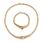 Men's PVD Vacuum Plating 304 Stainless Steel Graduated Cuban Link Chain Necklaces & Bracelets Jewelry Sets, Golden, 16-3/4 inch(42.5cm), 7-3/4 inch(19.6cm), 2pcs/set