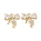 Brass Micro Pave Cubic Zirconia Pendants, Bowknot Charms, Real 18K Gold Plated, 13x12.5x3mm, Hole: 1mm