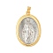 Brass Pendants, Cadmium Free & Lead Free, Religious Theme, Oval with Virgin Mary, Platinum & Golden, 30.5x21x4mm, Hole: 4x2.5mm