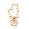 Alloy Swivel Snap Hook Clasps, Cat Shape, Light Gold, 40x19x5.5~6mm, Hole: 5x8.8~9.2mm