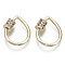 Brass Micro Pave Cubic Zirconia Screw Carabiner Lock Charms, for Necklaces Making, Teardrop, Nickel Free, Real 18K Gold Plated, Lilac, 22x17x2mm, Screw: 7x6mm