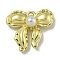 Rack Plating Alloy Pendant, with ABS Imitation Pearl,  Lead Free & Cadmium Free, Bowknot Charms, Golden, 13.5x15x4mm, Hole: 1.4mm