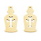 Ion Plating(IP) 201 Stainless Steel Pendants, Halloween Style, Bottle with Cross, Real 18K Gold Plated, 25x12x1mm, Hole: 1.4mm
