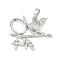 Brass Pendant Cabochon Settings, Animal Series, Platinum, Bird, 28.5x32.5x4mm, Hole: 8mm, tray: 13x10mm