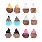 teardrop, Resin & Walnut Wood Pendants, Two Tone, DIY Craft Embellishments, for Jewelry Making, Mixed Color, 28x18x3mm, Hole: 2mm, 12pcs/set
