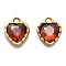 304 Stainless Steel Pendants, with Cubic Zirconia, Heart, Orange Red, 6.5x5.5x3.5mm, Hole: 1mm