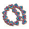 Handmade Heart Lampwork Beads Strands, Cherry, Dodger Blue, 24x24x11mm, Hole: 1.4mm, about 15pcs/strand, 14.17''(36cm)