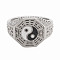 Men's Stainless Steel Finger Rings, Yin Yang Rings, with Enamel, Gossip, Antique Silver, US Size 12 3/4(22mm)