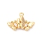 Brass Crystal Rhinestone Pendants, Cadmium Free & Nickel Free & Lead Free, Butterfly Charm, Real 18K Gold Plated, 12x17x3mm, Hole: 1.4mm