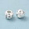 Rack Plating Brass Micro Pave Cubic Zirconia Beads, Long-Lasting Plated, Lead Free & Cadmium Free, Rondelle, Silver, 7x5.5mm, Hole: 3mm