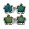 Two Tone Glass Mood Beads, Star, Temperature Sensing Color Changing Beads, Green, Black Background, 14x14.5x5mm, Hole: 1.2mm
