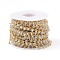 Handmade Glass Beaded Chains, with Brass Eye Pins, Golden, Soldered, Round, Faceted, with Spool, Light Grey, 2.5x2x0.4mm, Beads: 3x2mm, about 32.8 Feet(10m)/roll