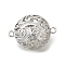 Brass Connector Charms, Flat Round Links, Real Platinum Plated, 34.5x26x15.5mm, Hole: 2.5mm