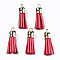 Faux Suede Tassel Pendant Decorations, with CCB Plastic Cord Ends, Light Gold, Salmon, 33~35x10mm, Hole: 2.5mm