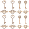 DIY Jewelry Making Finding Kit, Including Alloy Crystal Rhinestone Connector Charms & Pendants, Heart Padlock & Skeleton Key, Light Gold, 12~33x11~27.5x2~2.5mm, Hole: 1.6~2mm, 40Pcs/box