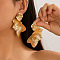 Flower Alloy Stud Earrings, Golden, 80x40mm
