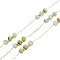 Ion Plating(IP) 316 Surgical Stainless Steel Paperclip Chains, with Natural Shell Beads, Flat Round, Real 18K Gold Plated, Unwelded, Dark Sea Green, 1.5x0.5x0.1mm