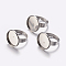 Tarnish Resistant Adjustable 304 Stainless Steel Finger Rings Components, Pad Ring Base Findings, Flat Round, Stainless Steel Color, Tray: 16mm, 17mm