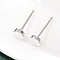 Brass Flat Round Stud Earrings for Women, Real Platinum Plated, 5mm