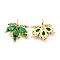 Brass Micro Pave Cubic Zirconia Pendants, Cadmium Free & Nickel Free & Lead Free, Real 18K Gold Plated, Maple Leaf Charms, Green, 17x17x3mm, Hole: 2x5mm