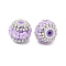 Opaque Acrylic Rhinestone Beads, Round with Flower, with Resin and Iron Chains & Imitation Pearls, Purple, 20x18mm, Hole: 3mm